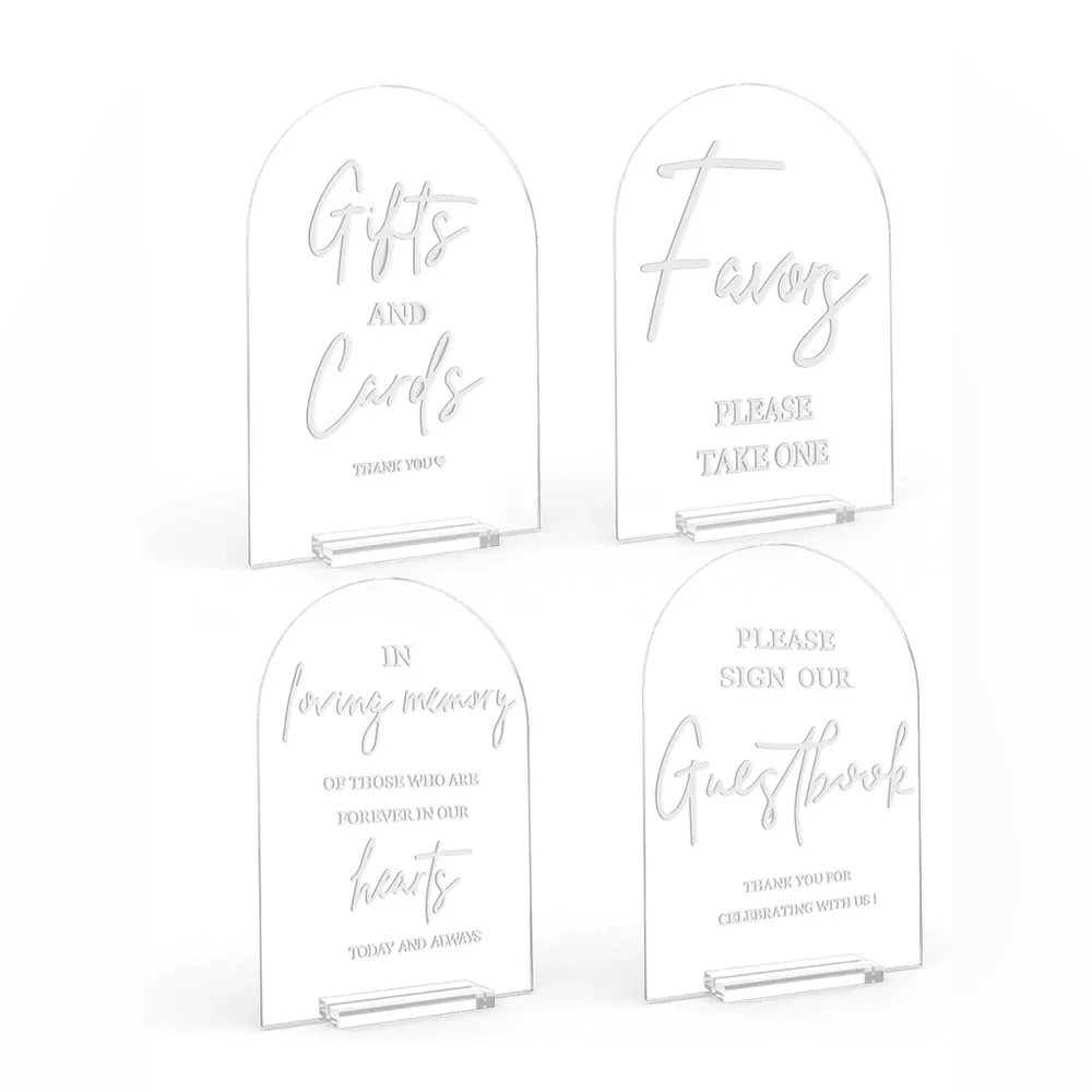Clear Acrylic Wedding Signs 4 pk Brand New